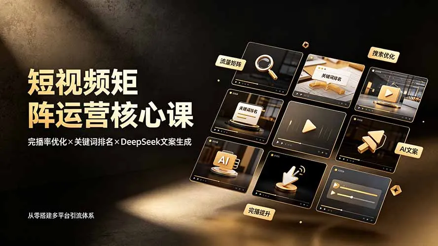 短视频矩阵运营核心课：完播率优化×关键词排名×DeepSeek文案生成，从零搭建多平台引流体系-续财库