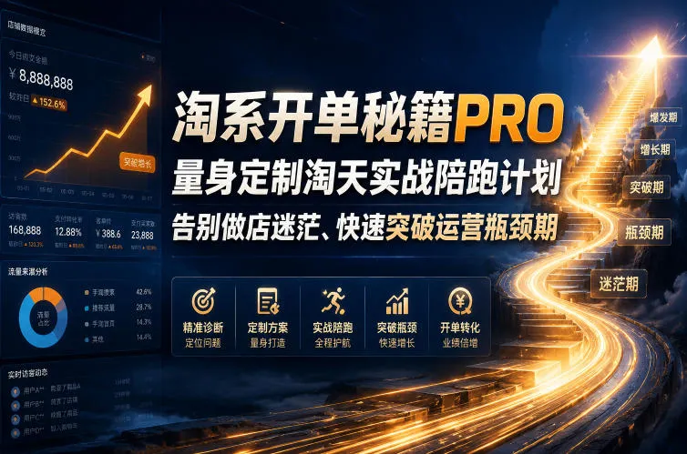 淘系开单秘籍PRO，量身定制淘天实战陪跑计划，告别做店迷茫、快速突破运营瓶颈期(20260709)-续财库