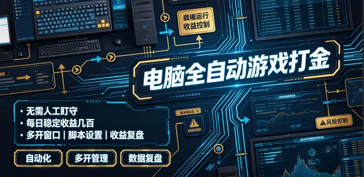 电脑全自动游戏打金，无需人工盯守，每日稳定收益几百！【揭秘】-续财库