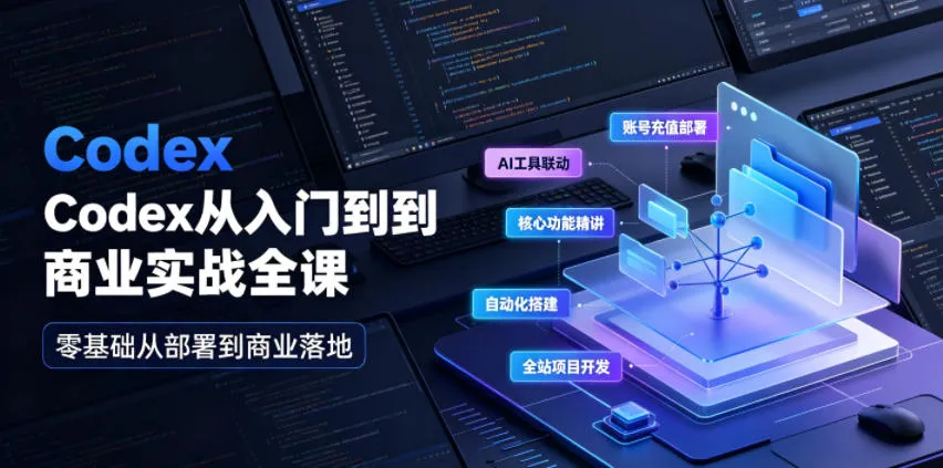 Codex从入门到商业实战全课｜账号充值部署、AI工具联动、核心功能精讲、自动化搭建、全站项目开发零基础教程-续财库