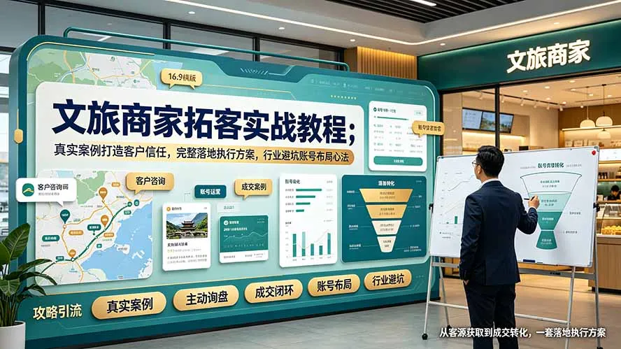 文旅商家拓客实战教程;真实案例打造客户信任,完整落地执行方案,行业避坑账号布局心法-续财库