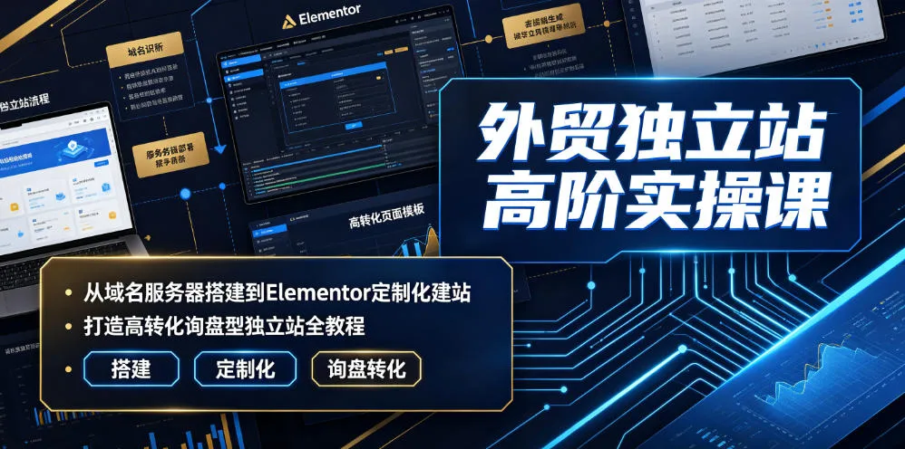 外贸独立站高阶实操课｜从域名服务器搭建到Elementor定制化建站，打造高转化询盘型独立站全教程-续财库