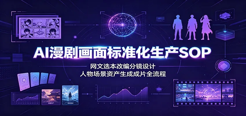 AI漫剧画面标准化生产SOP：网文选本改编分镜设计，人物场景资产生成成片全流程-续财库