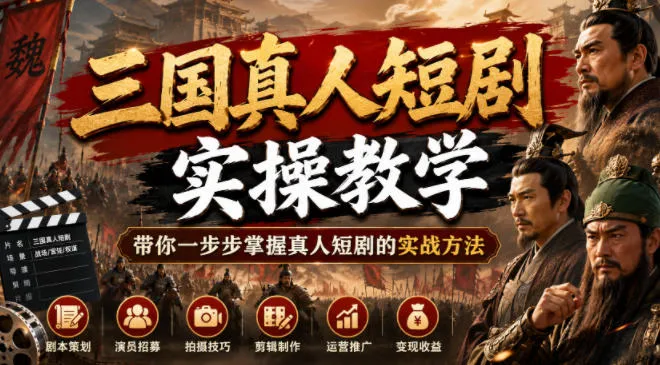 三国真人短剧实操教学，带你一步步掌握真人短剧的实战方法-续财库