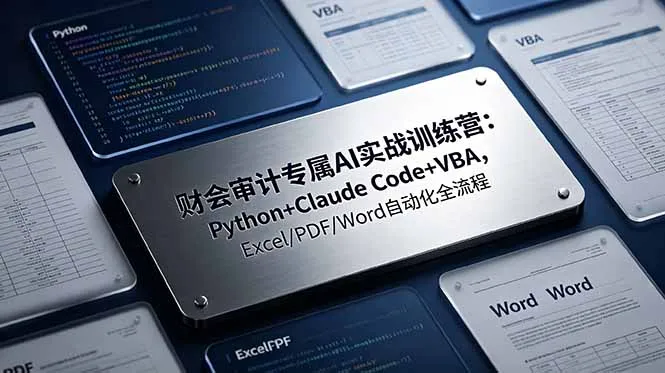 财会审计专属 AI实战训练营-更新：Python+Claude Code+VBA，Excel/PDF/Word自动化全流程-续财库