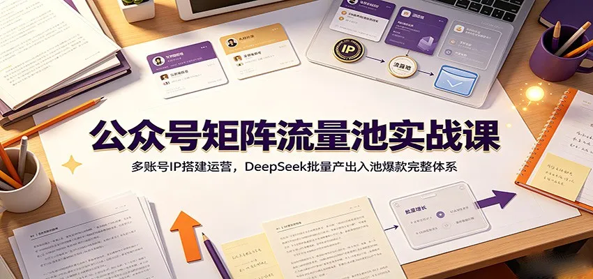 公众号矩阵流量池实战课：多账号IP搭建运营，DeepSeek批量产出入池爆款完整体系-续财库