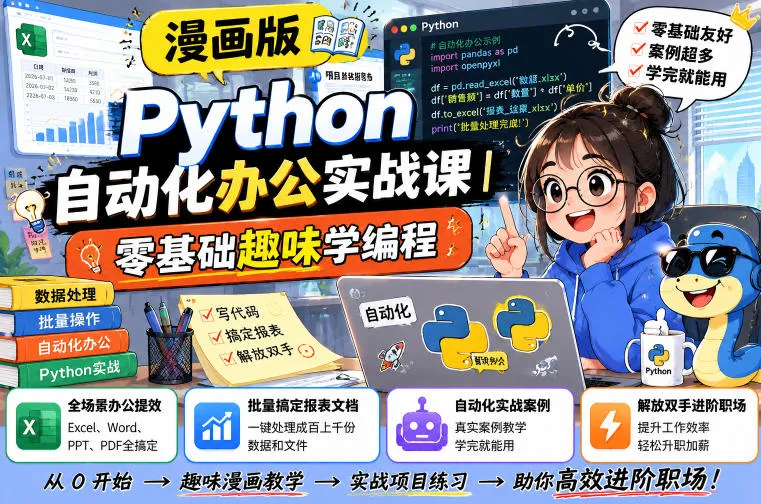 漫画版Python自动化办公实战课|零基础趣味学编程,全场景办公提效、批量搞定报表文档、解放双手进阶职场-续财库
