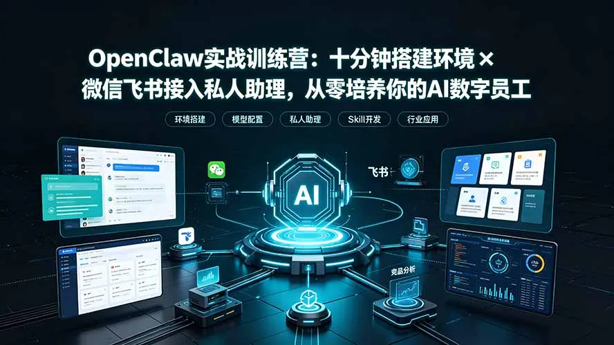 OpenClaw实战特训营：十分钟搭建环境×微信飞书接入私人助理，从零培养你的AI数字员工-续财库