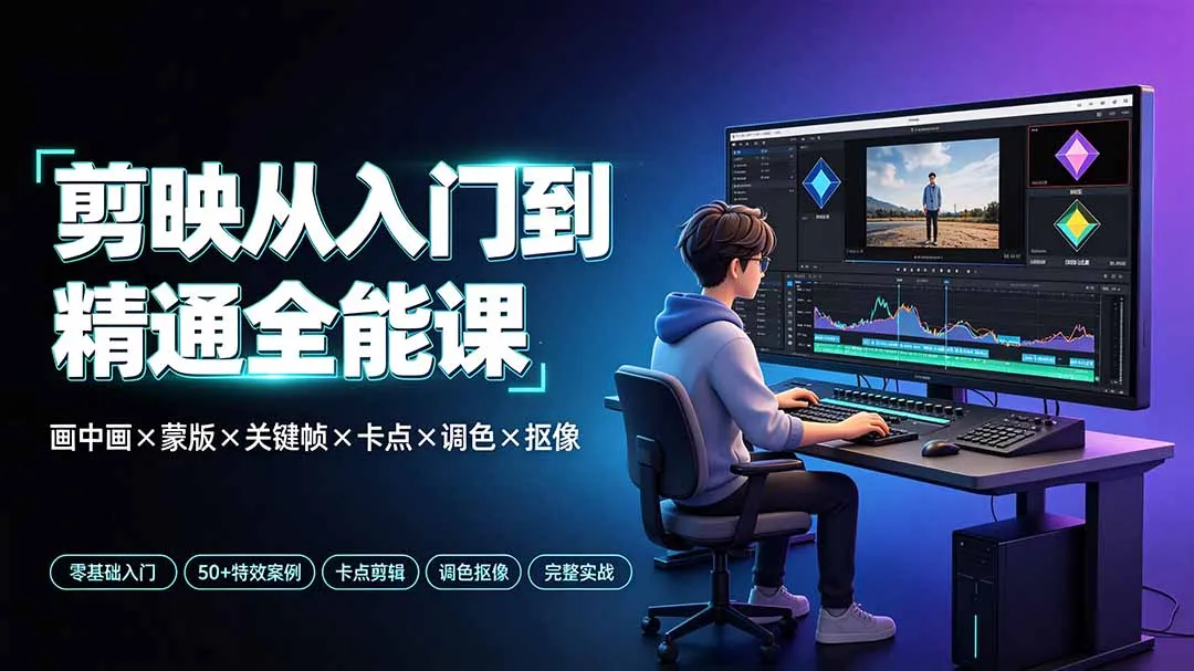 剪映从入门到精通全能课:画中画×蒙版×关键帧×卡点×调色×抠像,一站式掌握剪辑核心技能-续财库