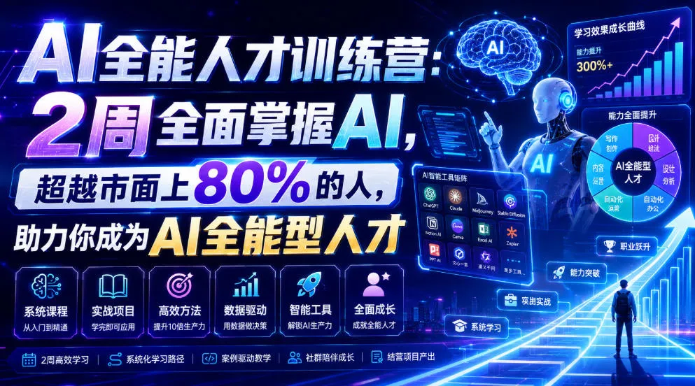 AI全能人才训练营：2周全面掌握AI，超越市面上80%的人，助力你成为AI全能型人才-续财库