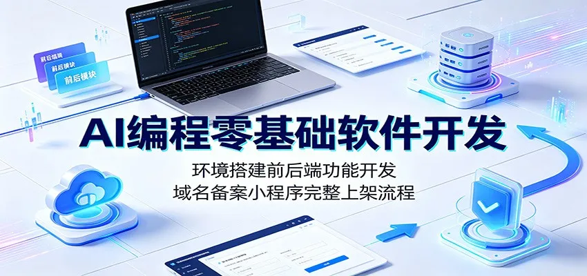 AI编程零基础软件开发：环境搭建前后端功能开发，域名备案小程序完整上架流程-续财库
