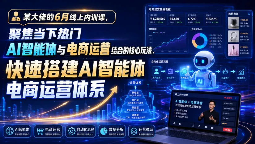 某大佬的6月线上内训课，聚焦当下热门AI智能体与电商运营结合的核心玩法，快速搭建AI智能体电商运营体系-续财库