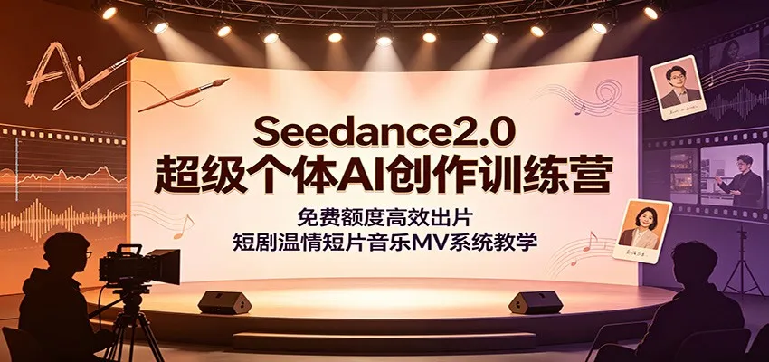 Seedance2.0超级个体AI创作训练营：免费额度高效出片，短剧温情短片音乐MV系统教学-续财库