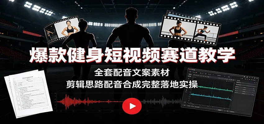 爆款健身短视频赛道教学:全套配音文案素材,剪辑思路配音合成完整落地实操-续财库