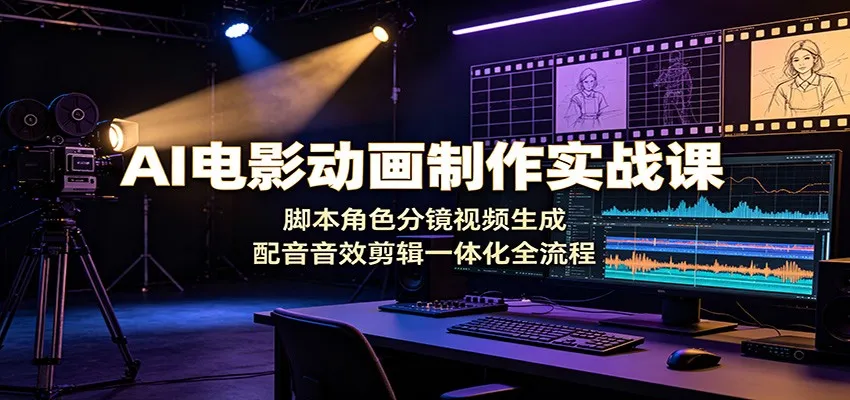 AI电影动画制作实战课：脚本角色分镜视频生成，配音音效剪辑一体化全流程-续财库
