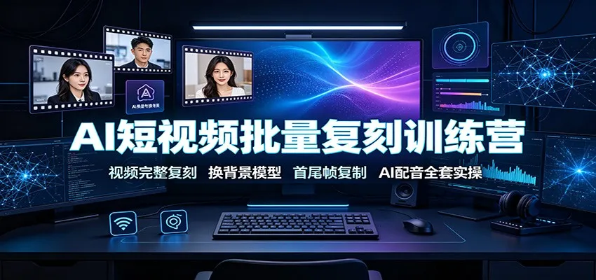 AI短视频批量复刻训练营：视频完整复刻，换背景模型、首尾帧复制、AI配音全套实操-续财库