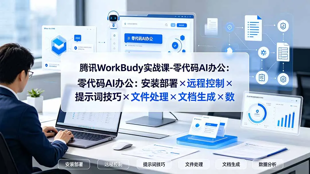 腾讯WorkBuddy实战课-零代码AI办公:安装部署×远程控制×提示词技巧×文件处理×文档生成×数据分析-续财库