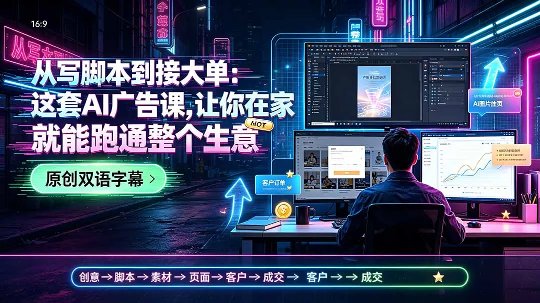 从写脚本到接大单:这套AI广告课,让你在家就能跑通整个生意【原创双语字幕】-续财库