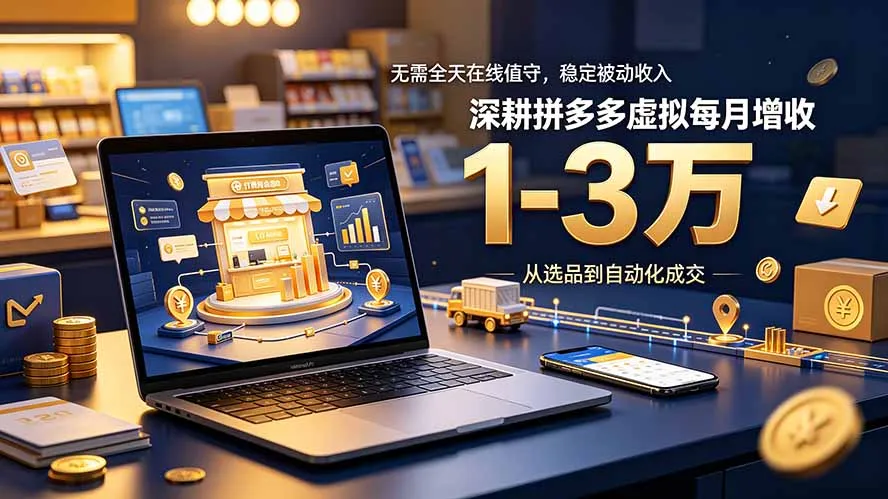无需全天在线值守，稳定被动收入，深耕拼多多虚拟每月增收 1-3 万-续财库