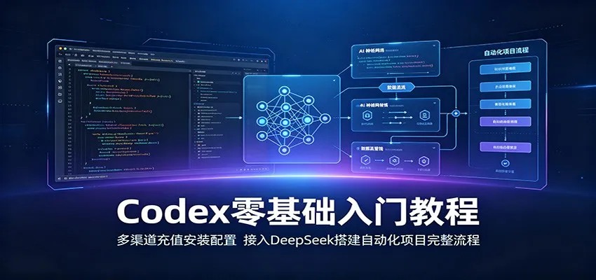 Codex零基础入门教程:多渠道充值安装配置,接入DeepSeek搭建自动化项目完整流程-续财库