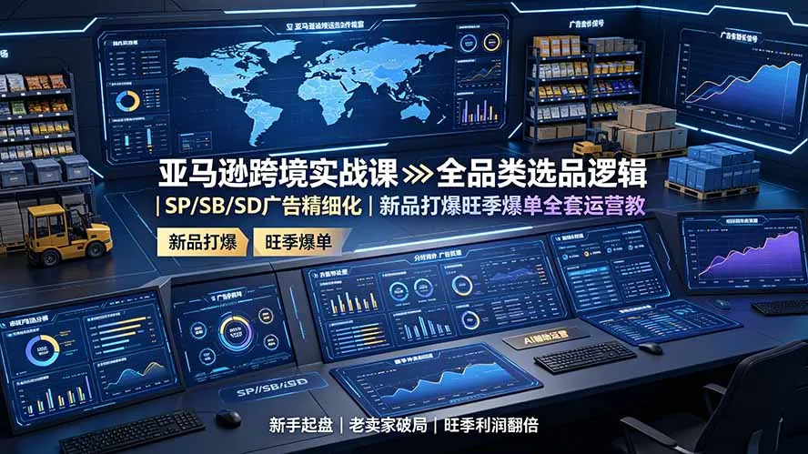 亚马逊跨境实战课：全品类选品逻辑｜SP/SB/SD广告精细化｜新品打爆旺季爆单全套运营教程-续财库