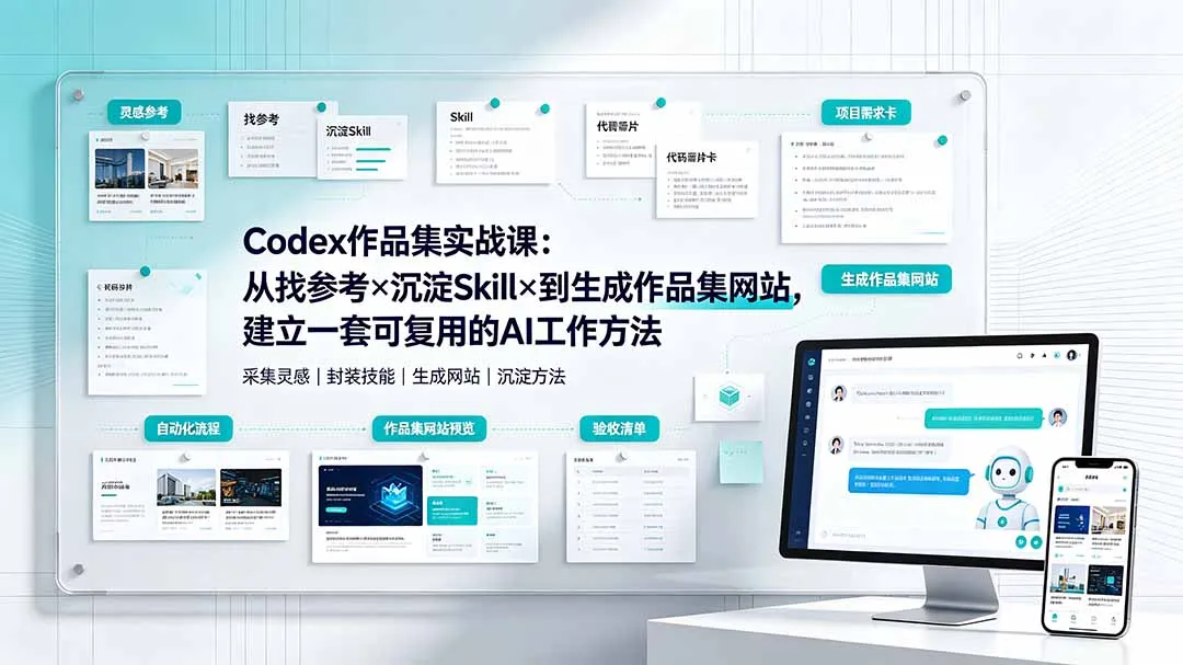 Codex作品集实战课：从找参考×沉淀Skill×到生成作品集网站，建立一套可复用的AI工作方法-续财库