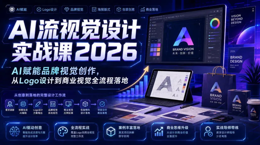 AI流视觉设计实战课2026：AI赋能品牌视觉创作，从Logo设计到商业视觉全流程落地-续财库