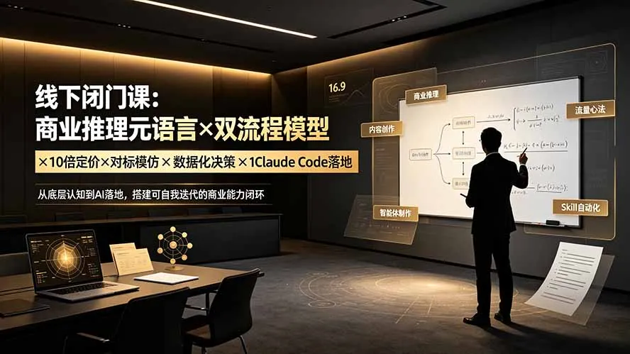 线下闭门课：商业推理元语言×双流程模型×10倍定价×对标模仿×数据化决策×Claude Code落地，击穿认知盲区-续财库