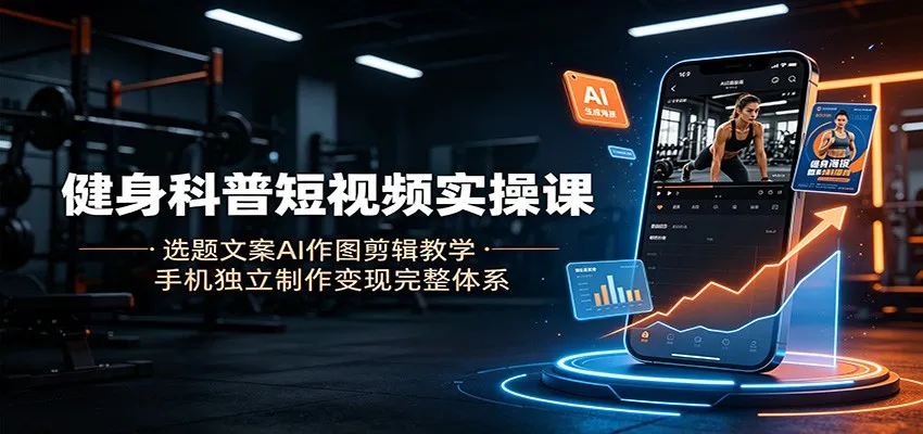 健身科普短视频实操课：选题文案AI作图剪辑教学，手机独立制作变现完整体系-续财库
