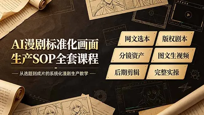 AI漫剧标准化画面生产SOP全套课程-更新,网文选本版权剧本分镜资产全覆盖,图文生视频后期剪辑完整实操教学-续财库