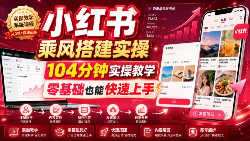 小红书乘风搭建实操，104分钟实操教学，零基础也能快速上手-续财库