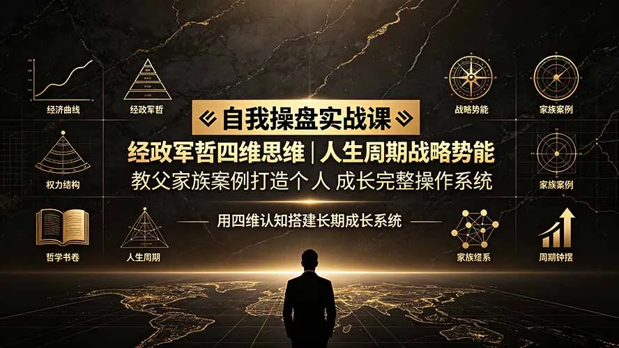 自我操盘实战课:经政军哲四维思维|人生周期战略势能|教父家族案例打造个人成长完整操作系统-续财库