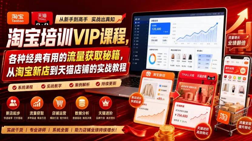 淘宝培训VIP课程，各种经典有用的流量获取秘籍，从淘宝新店到天猫店铺的实战教程(更新7月)-续财库