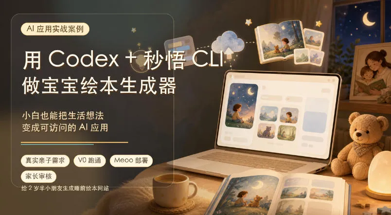 AI应用实战案例，用Codex+秒悟CLl做宝宝绘本生成器，小白也能把生活想法变成可访问的AI应用-续财库