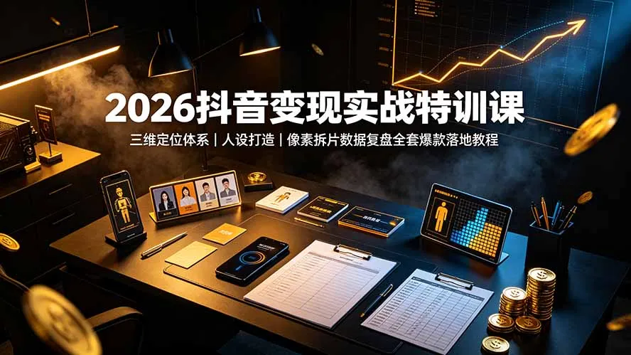 2026抖音变现实战特训课：三维定位体系｜人设打造｜像素拆片数据复盘全套爆款落地教程-续财库