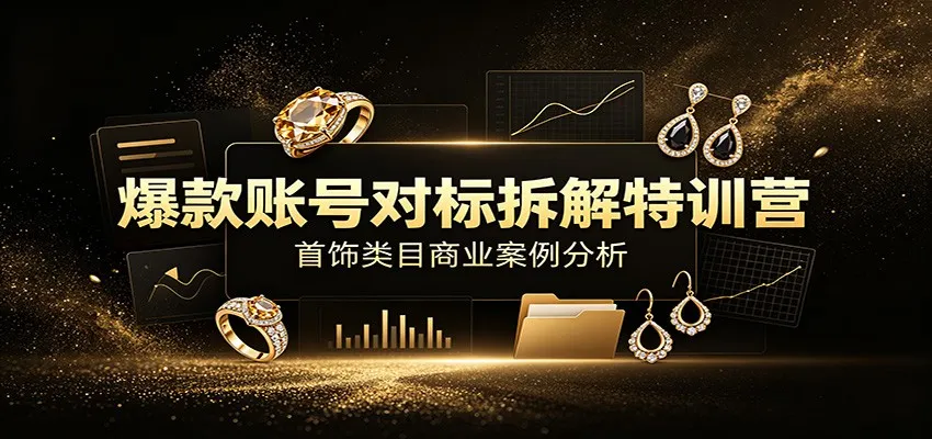爆款账号对标拆解特训营：首饰类目商业案例分析，配套完整资料内容-续财库
