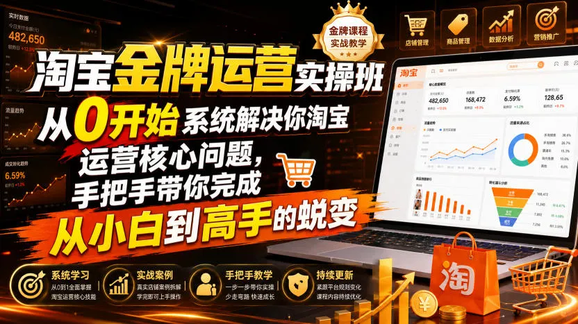 淘宝金牌运营实操班，从0开始系统解决你淘宝运营核心问题，手把手带你完成从小白到高手的蜕变(2026年7月)-续财库