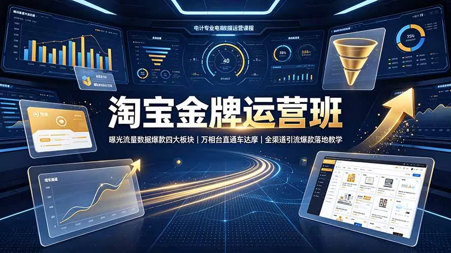 淘宝金牌运营班-7月：曝光流量数据爆款四大板块｜万相台直通车达摩｜全渠道引流爆款落地教学-续财库