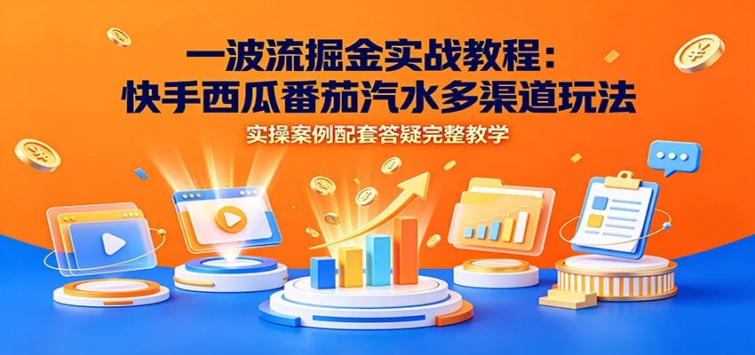 一波流掘金实战教程：快手西瓜番茄汽水多渠道玩法，实操案例配套答疑完整教学-续财库