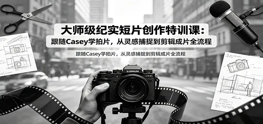 大师级纪实短片创作特训课：跟随Casey学拍片，从灵感捕捉到剪辑成片全流程-续财库