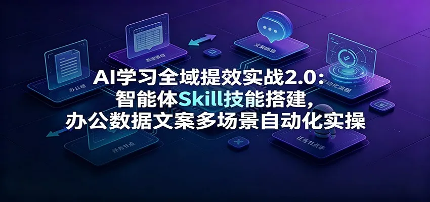 AI学习全域提效实战2.0：智能体Skill技能搭建，办公数据文案多场景自动化实操-续财库