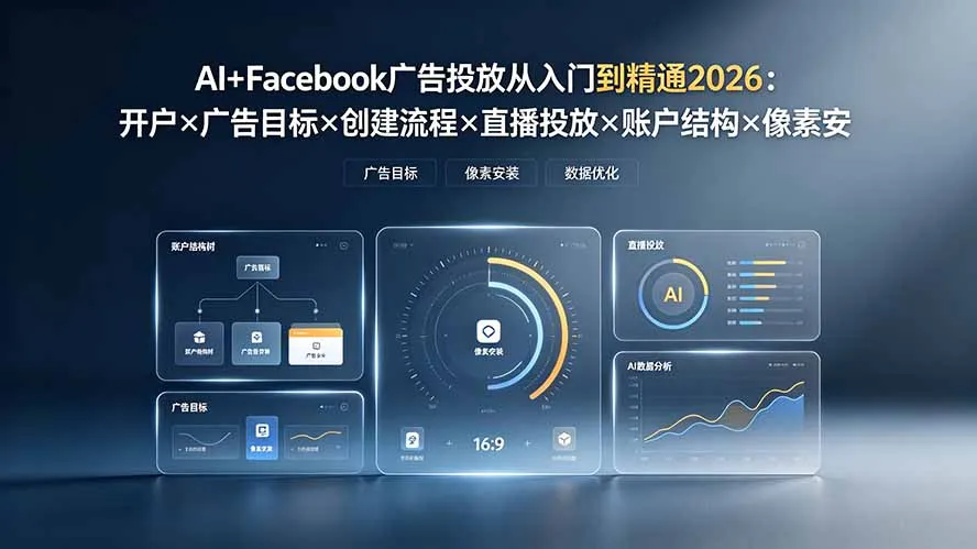 AI+Facebook广告投放从入门到精通2026：开户×广告目标×创建流程×直播投放×账户结构×像素安装×AI赋能-续财库