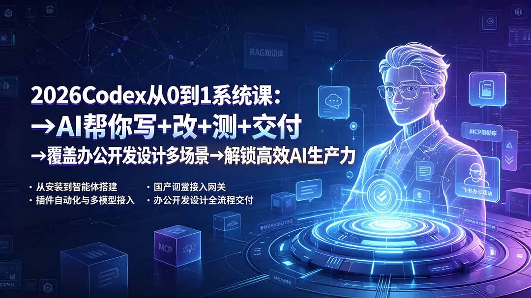 2026Codex从0到1系统课：→AI帮你写+改+测+交付→覆盖办公开发设计多场景→解锁高效AI生产力-续财库