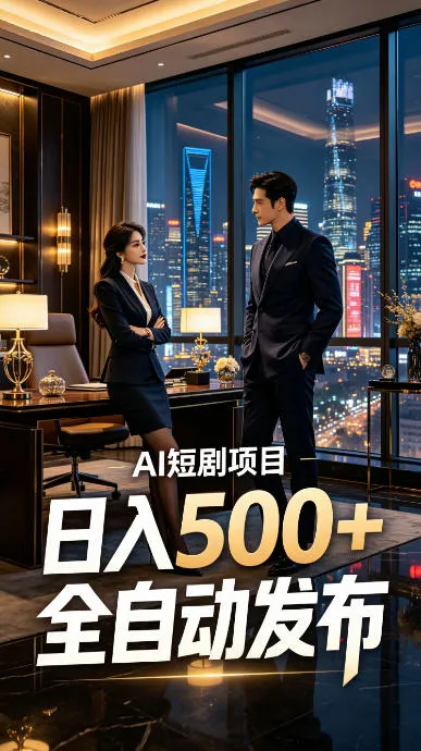 快手AI短剧自动发布，矩阵批量运营变现，轻资产副业项目，日入500+【揭秘】-续财库
