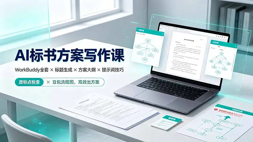 AI标书方案写作课：WorkBuddy全套×标题生成×方案大纲×提示词技巧×废标点检查×豆包流程图，高效出方案-续财库