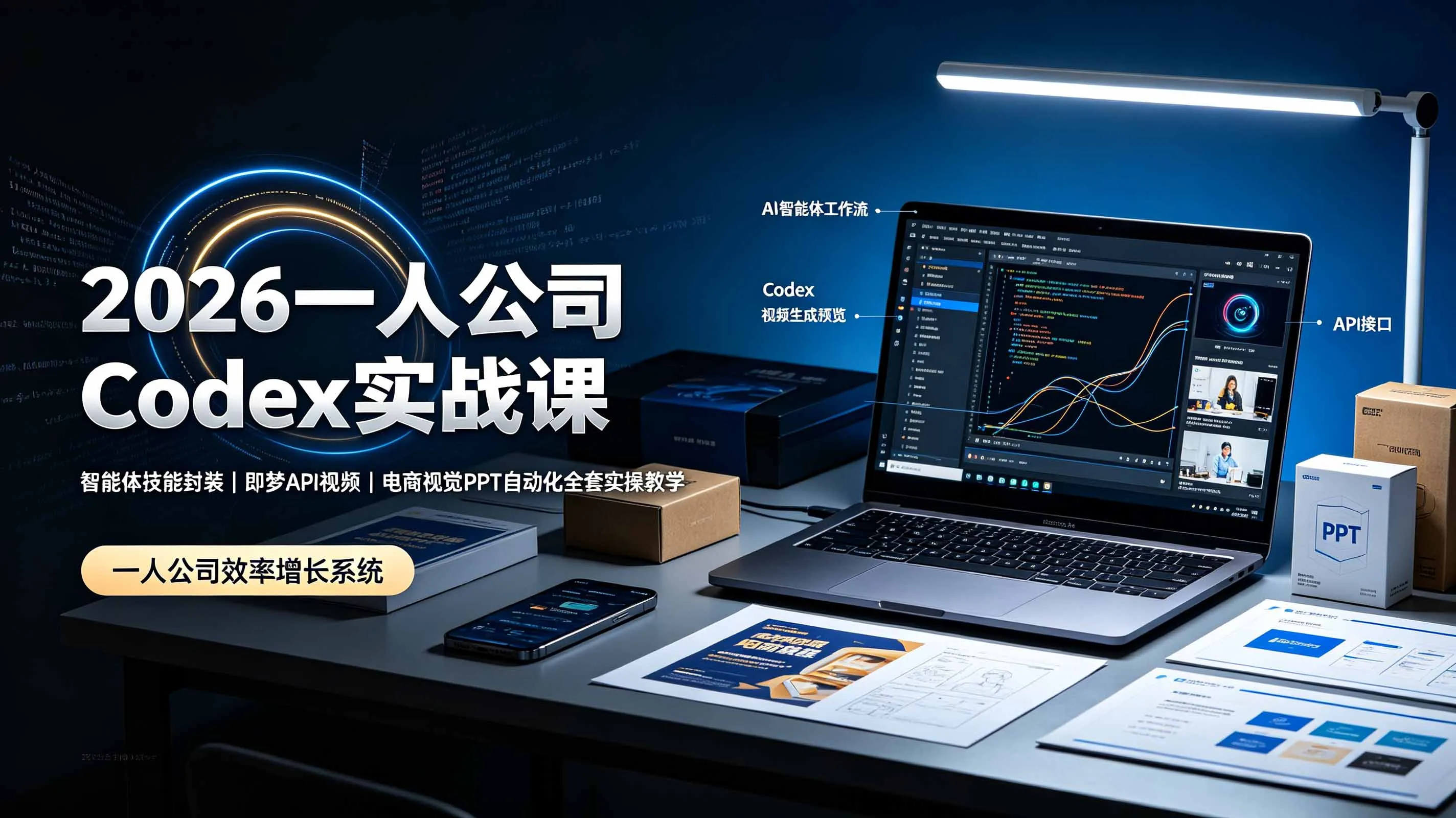 2026一人公司Codex实战课◆智能体技能封装｜即梦API视频｜电商视觉PPT自动化全套实操教学-续财库
