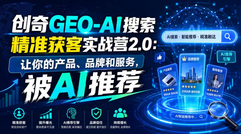 创奇GEO-AI搜索精准获客实战营2.0：让你的产品、品牌和服务，被AI推荐-续财库