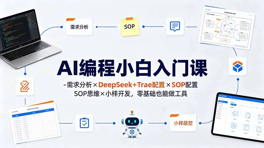 AI编程小白入门课-需求分析×DeepSeek+Trae配置×SOP思维×小样开发,零基础也能做工具-续财库