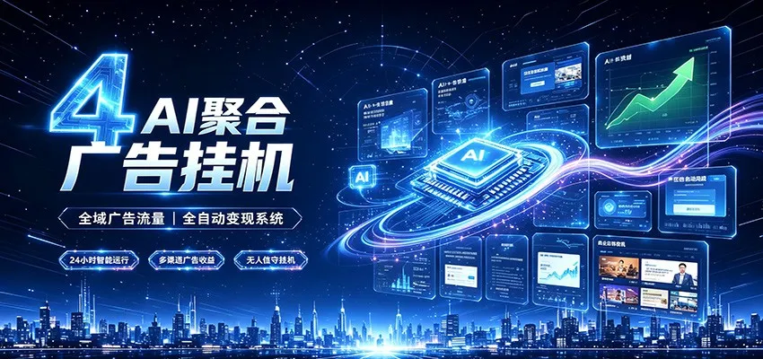 全域广告流量聚合，AI无人挂机稳赚佣金，打造长期稳定被动收入副业-续财库