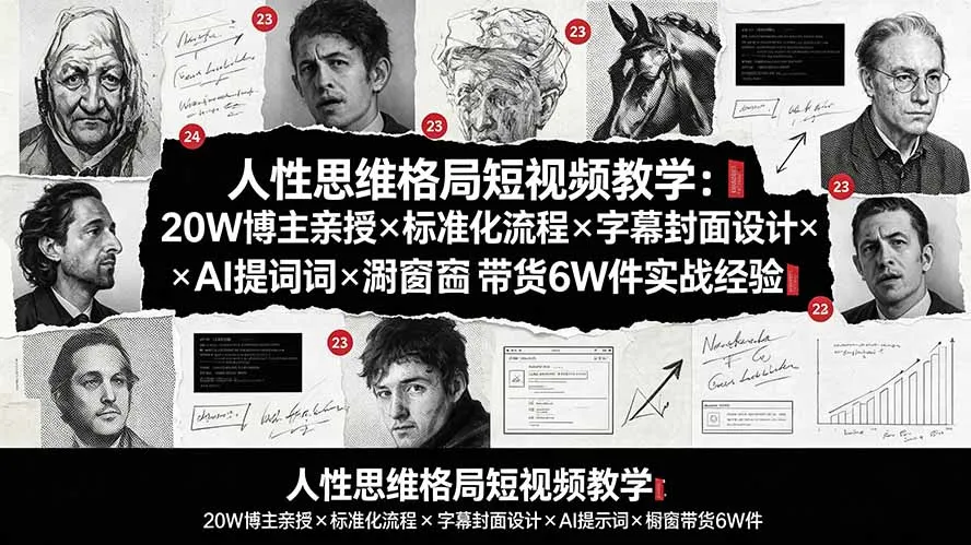人性思维格局短视频教学：20W博主亲授×标准化流程×字幕封面设计×AI提示词×橱窗带货6W件实战经验-续财库